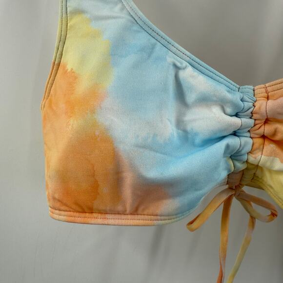 Roxy Bikini Top Size Large NWT Rainbow Cloud Bralette Tie Dye Beach Surf Swim - Picture 7 of 16